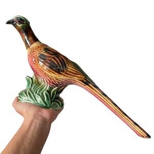 Vintage Mid Century Ceramic Pheasant Planter USA Pottery Art Bird Cabin Decor
